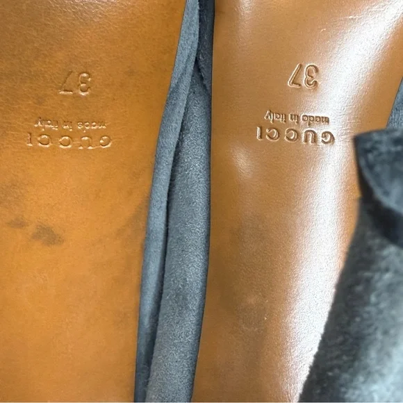 Gucci Betty T Strap Peep Toe Grey Suede Pumps 37 - Picture 16 of 16